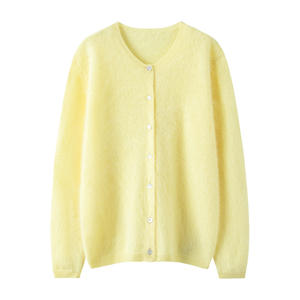 100% <span class=keywords><strong>cachemire</strong></span> brossé doux luxueux Cardigan pour femmes hiver <span class=keywords><strong>pull</strong></span> tricoté décontracté - Product Image 6