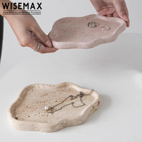 WISEMAX 가구 미니멀리스트 이탈리아 천연 대리석 트레이 보석 접시 식탁 웨딩 라마단 소형 트래버틴 스톤 트레이