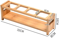 Étagère de rangement pour bouteilles de cuisine rustique en bois, sur pied, multifonction, à double niveau, avec 4 porte-gobelets en verre, non pliable, pour portes/murs