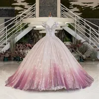 Роскошное Свадебное платье Jusere 2022 с открытыми плечами, Пышное Бальное Платье с эффектом омбре, дизайнерское свадебное платье