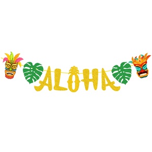 Decorazioni per Feste Hawaiane Estive: Striscione <span class=keywords><strong>ALOHA</strong></span>, Bandierine a Spirale, Accessori per Feste Estive - Product Image 2
