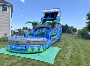 <span class=keywords><strong>Location</strong></span> de jeux d'eau pour fêtes d'<span class=keywords><strong>été</strong></span>, toboggan aquatique tropical commercial, toboggan aquatique gonflable bleu marbre, cour avec piscine - Product Image 3