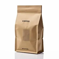 Sacs à café recyclés mats personnalisés avec logo, scellés sur huit côtés, jaune-brun, 250g, 500g, 1000g, 1kg, grand sac d'emballage personnalisé pour CAFE
