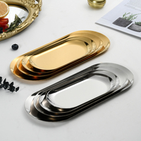 Yurtrain luxe acier inoxydable or/argent plateau ovale poli écrou Snack plateau de fruits pour manger fêtes de mariage assiettes à serviettes