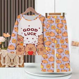 <span class=keywords><strong>Nouveau</strong></span> été mince-Style enfants pyjamas garçons à manches longues pantalons longs filles dessin animé sud-est asiatique maison en plein air respirant - Product Image 6