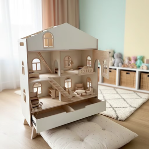 Casa de Muñecas de Madera para Niños de 5 a 7 Años, Villa de Princesa Grande, Juguete Educativo de Simulación con Muebles - Product Image 3