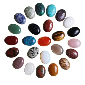 Charms 22x30mm Natural Gemstone No Hole Beads Flat Oval CAB Cabochon Stone Beads for Jewelry Making