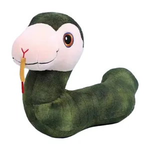 Green Cartoon Design Plush Snake Toy Wholesale Plushies Stuffed Animal Soft Toys