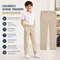 Pantalon d'uniforme pour garçons à taille élastique, antibactérien, sans couture, en fibre de polyester, pour l'école/le travail, plusieurs couleurs personnalisables