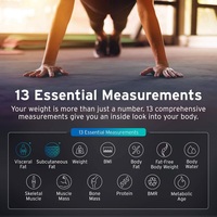 Báscula de Baño con Pantalla LED y Sensor de Vidrio Templado Negro de 396 LB 180 kg 28X28 CM con Medición de Grasa Corporal y Aplicación OKOK