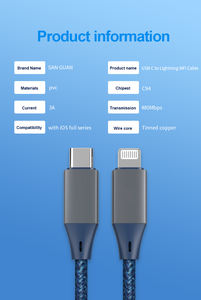 Nouveau câble de charge rapide PD en nylon tressé de haute qualité certifié MFi pour <span class=keywords><strong>Apple</strong></span> <span class=keywords><strong>iPhone</strong></span> 14/ 13/12/<span class=keywords><strong>iPhone</strong></span> SE 2022/<span class=keywords><strong>11</strong></span>/XR, - Product Image 2
