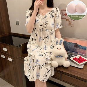 <span class=keywords><strong>Pigiama</strong></span> da donna <span class=keywords><strong>estivo</strong></span> in cotone con maniche corte, colletto a risvolto, fantasia casual con cuccioli, vestibilità ampia, <span class=keywords><strong>taglie</strong></span> <span class=keywords><strong>forti</strong></span> - Product Image 4