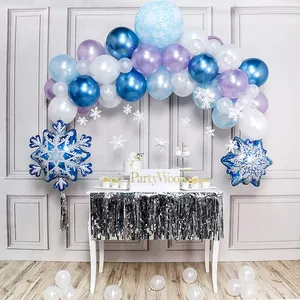 Nicro Christmas Winter Frozen Snowflake Helium Balloons Ice And Snow Theme Helium For Party Balloons Decoration Set