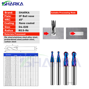 Frese CNC SHARKA per Router, Utensili da Taglio Professionali, <span class=keywords><strong>Fresa</strong></span> a Sfera R1 R1.75 R2 R6 R4 R8 per Acciaio Temprato - Product Image 2