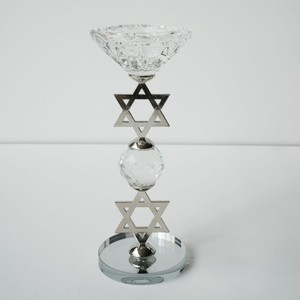 Candelabro de Vidrio Esmerilado de 3 Brazos con Diseño de Estrella de <span class=keywords><strong>David</strong></span> Doble Hecho a Mano, Base Cromada de Cobre para Decoración Navideña del Hogar - Product Image 3