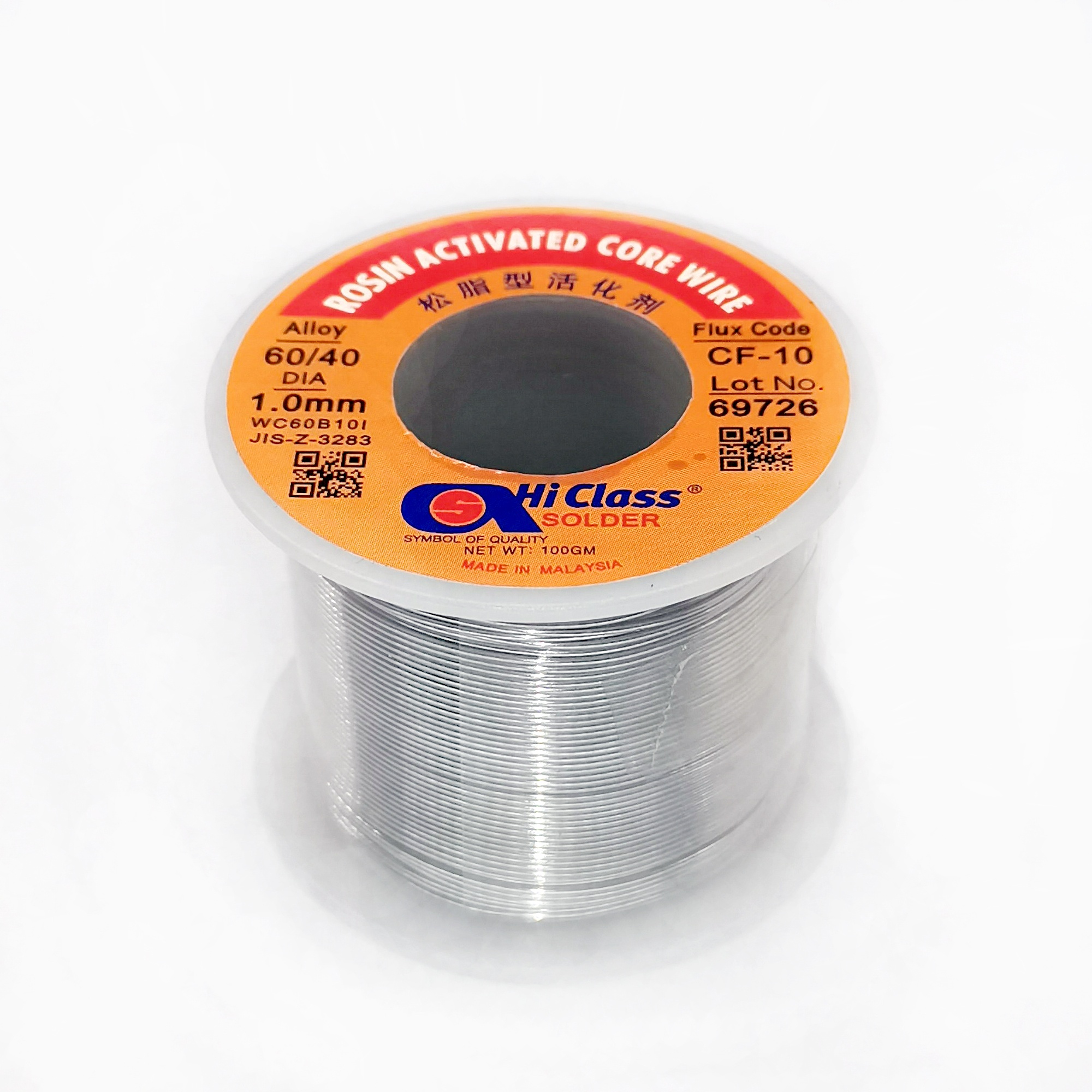 Fil à souder hylass 0.5mm 0.8mm 1.0mm 100g fil de soudure fourré activé par la colophane de flux d'étain 60/40 SN60 Pb40 même qualité asahi