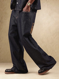 Nhà sản xuất thiết bị gốc (OEM) - Quần áo đường phố chất lượng cao, kiểu retro đen, thiết kế tùy chỉnh, nhẹ, viền xù, dáng rộng, phong cách Nhật Bản - Product Image 3