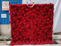Mur de fleurs personnalisé P01 5D 3D blanc en tissu enroulable, décoration de mariage, panneau de fleurs artificielles en soie, toile de fond murale de fleurs