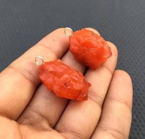 2 Pieces 92.5 Sterling Silver Pendant Natural Carnelian Rough <b>Orange</b> Gemstone Jewelry <b>Gift</b> Top Quality Manuracture - Product Image 4