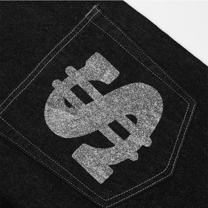 <strong>High</strong> Street Trendy Loose Fitting Mid Waist <strong>Jeans</strong> for Men Straight <strong>Cut</strong> Light Letter Printed Denim Pantalones De Hombre Trousers - Product Image 4