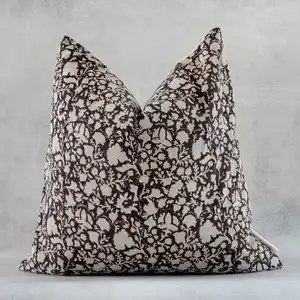 2023 New Design Beige rust-brown Floral Printed Pillow Case Cushion Cover For Living Room