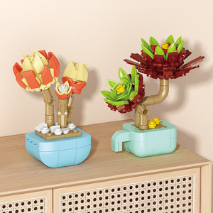 Jardines, modelo en maceta romántico, adornos, <span class=keywords><strong>Mini</strong></span> Diy bonsái, ensamblar ladrillos, plantas en maceta, juegos de bloques de construcción, flor - Product Image 5