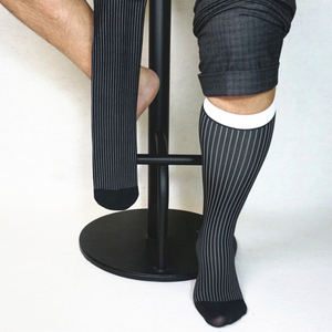 Men Long Business <strong>Silk</strong> <strong>Socks</strong> Striped Male Nylon Stockings - Product Image 4