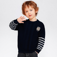 Pull en tricot à col rond pour enfants - Style preppy, doux et facile d'entretien, mélange d'acrylique, pull pour enfants pour l'automne et l'hiver