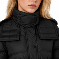 Veste longue décontractée à capuche pour femme, respirante, coupe-vent, avec fermeture éclair et taille ajustable, chaude pour l'hiver, épaisse, rembourrée de duvet de canard blanc, personnalisable OEM ODM