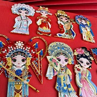 Aimant de réfrigérateur original de maquillage facial de l'Opéra de Pékin, souvenir chinois en bois et métal, cadeau artisanal Guan Yu Mu Guiying