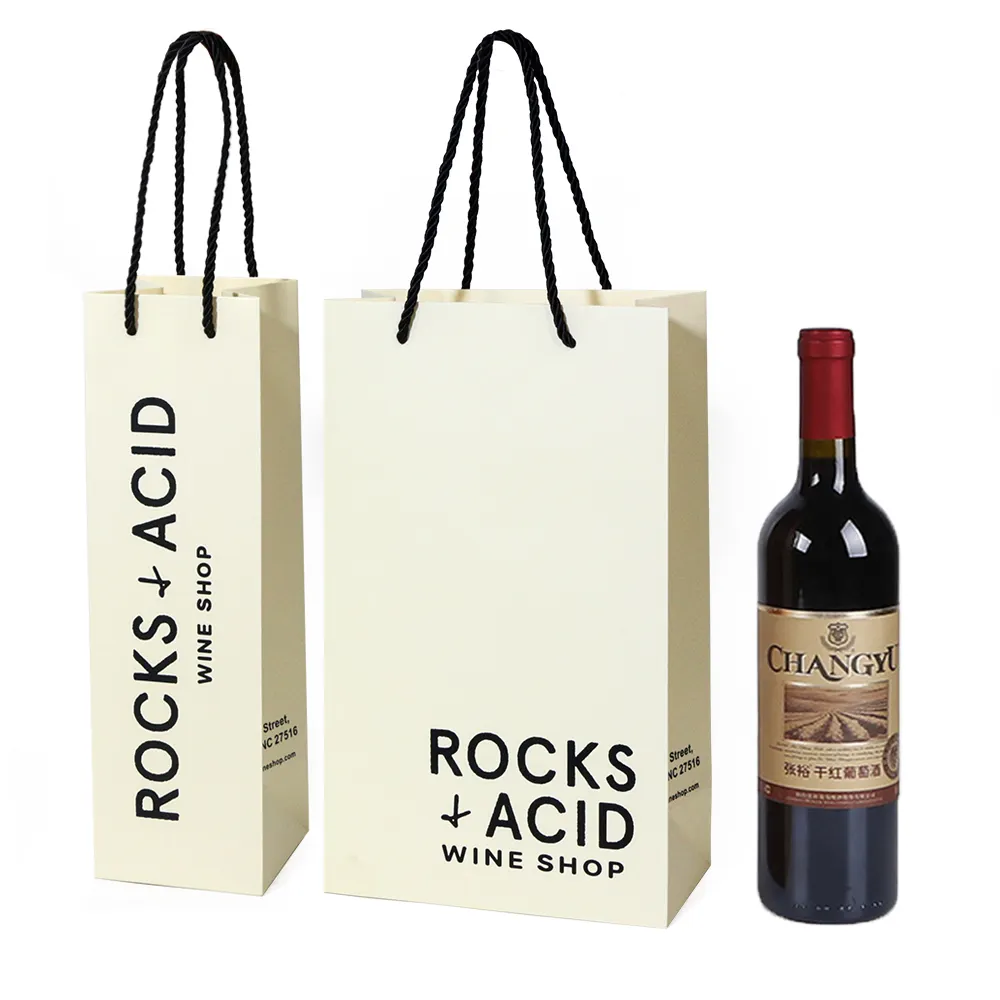 Custom Luxury Paper Prime Branded Packing Liquor Whisky Wine Alcohol Bottle Gifts Bags With Handles