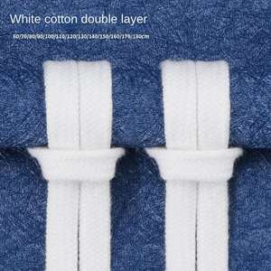 Tali sepatu atletik, tali kanvas tahan lama, tali sepatu atletik lapis ganda tunggal katun hitam putih - Product Image 4