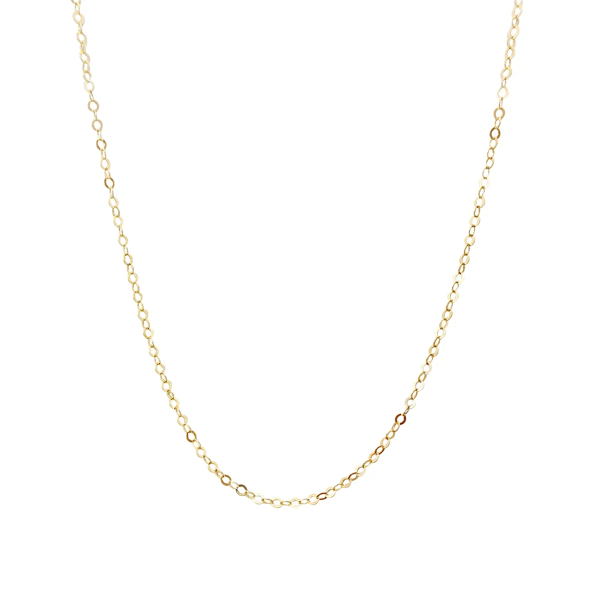 Großhandel Leichte Halskette Damenkette dünne flache Seilkette 18K echtes Gold winzige Halskette Halskette bleibender Schmuck