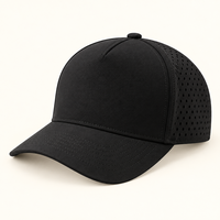 Casquette Snapback perforée au laser, séchage rapide, 5 panneaux, polyester respirant, ajustable, vierge, pour golf, course à pied, activités de plein air, baseball