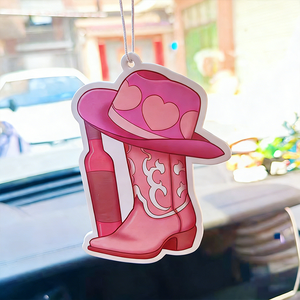 Sombrero de Vaquero Rosa Colgante de Papel, Estilo Hip Hop, para Coche, Eliminador de Olores, Decorativo, Aromático, Personalizado, Tendencia de Moda - Product Image 4