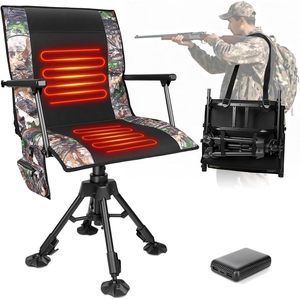 Outdoor Camouflage Heated Chair Portable 360 Degree Rotating Folding Camping Fishing Chair <b>USB</b> <b>Controlled</b> Temperature Regulating - Product Image 1