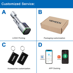 Serrure de porte intelligente à poignée, cylindre électronique de sécurité, carte-clé, code numérique, capteur d'empreintes digitales, Bluetooth, application TTlock - Product Image 6
