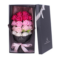Buket bunga buatan indah sabun mawar multiwarna dengan kotak kemasan hadiah Hari Ibu Hari Valentine