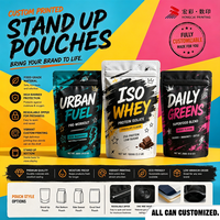 Sachet Doypack Personnalisé Durable avec Encoche Déchirable Facile à Ouvrir en Matière PET/PE(CPP) pour Aliments pour Animaux, Gelées et Produits Consommables