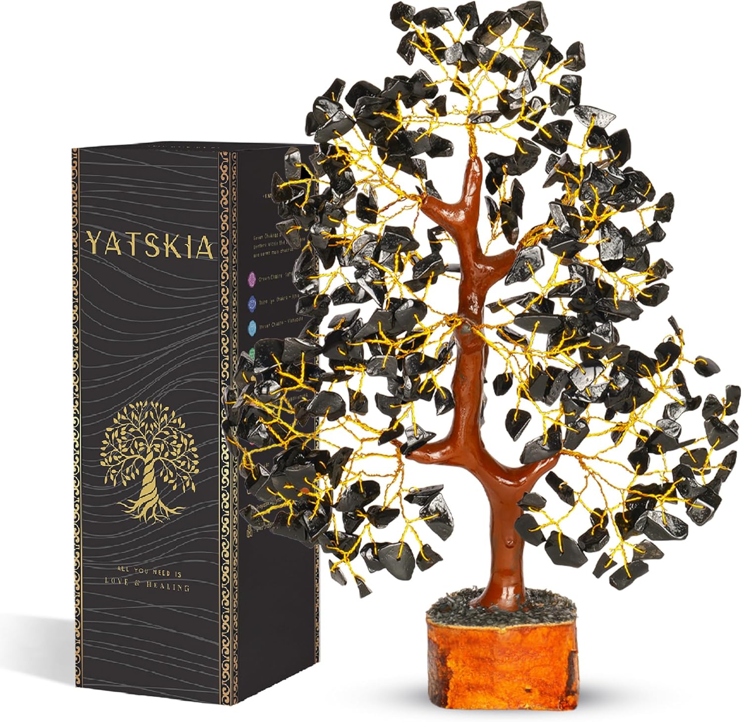 Black tourmaline golden wire