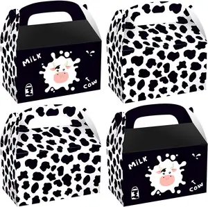 12Pack Farm Animal Cow Gift Box Cow Print Paper Box Party Favor Box for Farm Animal Cow Theme Kids Birthday Party Decoration