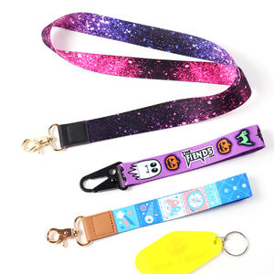 Kustom logo cetak logo poliester tempat kartu gulungan pemegang lencana tangan lanyard leher tali natal lanyard sublimasi - Product Image 1