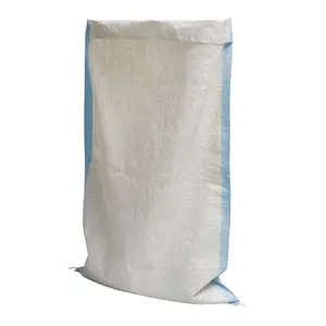 制造商定制包装出口泰国白色蓝条聚丙烯编织袋面粉肥料饲料