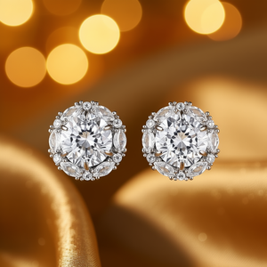 Boucles d'oreilles clous pour femmes E2779, diamants de laboratoire taille brillant rond, couleur G, style classique pour mariage - Product Image 2