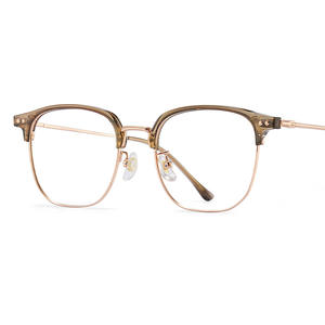 Monture de lunettes en titane pur 8151, demi-cerclée, anti-lumière bleue, style haut de gamme pour femmes, pour la myopie - Product Image 3