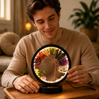 Lampe en cristal Arbre de Vie en gros, Arbre de guérison des 7 chakras, Veilleuse LED en cristal, Cadre rond USB, Décoration pour la maison et la chambre