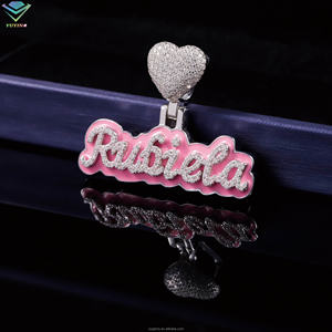 Personnalisez votre pendentif lettre exclusif plaqué or argent sterling 925, testé au diamant, pendentif serti de diamants, certificat GRA. - Product Image 4