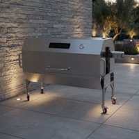 Four à rôtisserie électrique commercial en acier inoxydable sur roues pour agneau et cochon entiers, idéal pour la restauration