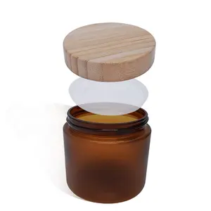 500g Plastic Frosted Amber Cream Jar With Bamboo Lids For Cream Body