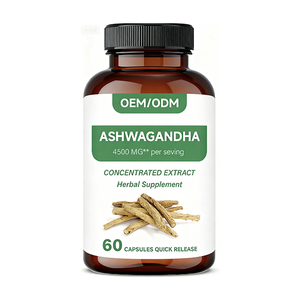 Suplemen Kesehatan Pria OEM Ashwagandha KSM-66 Kapsul, Pendukung Imunitas & Pencernaan, Dewasa, 60 Kapsul, Umur Simpan 24 Bulan - Product Image 1